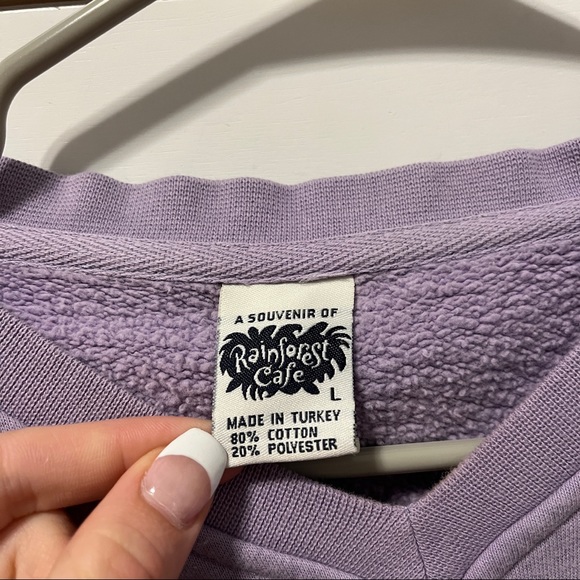 Vintage Rain Forest Cafe Orlando Purple V Neck Crewneck - Picture 4 of 5